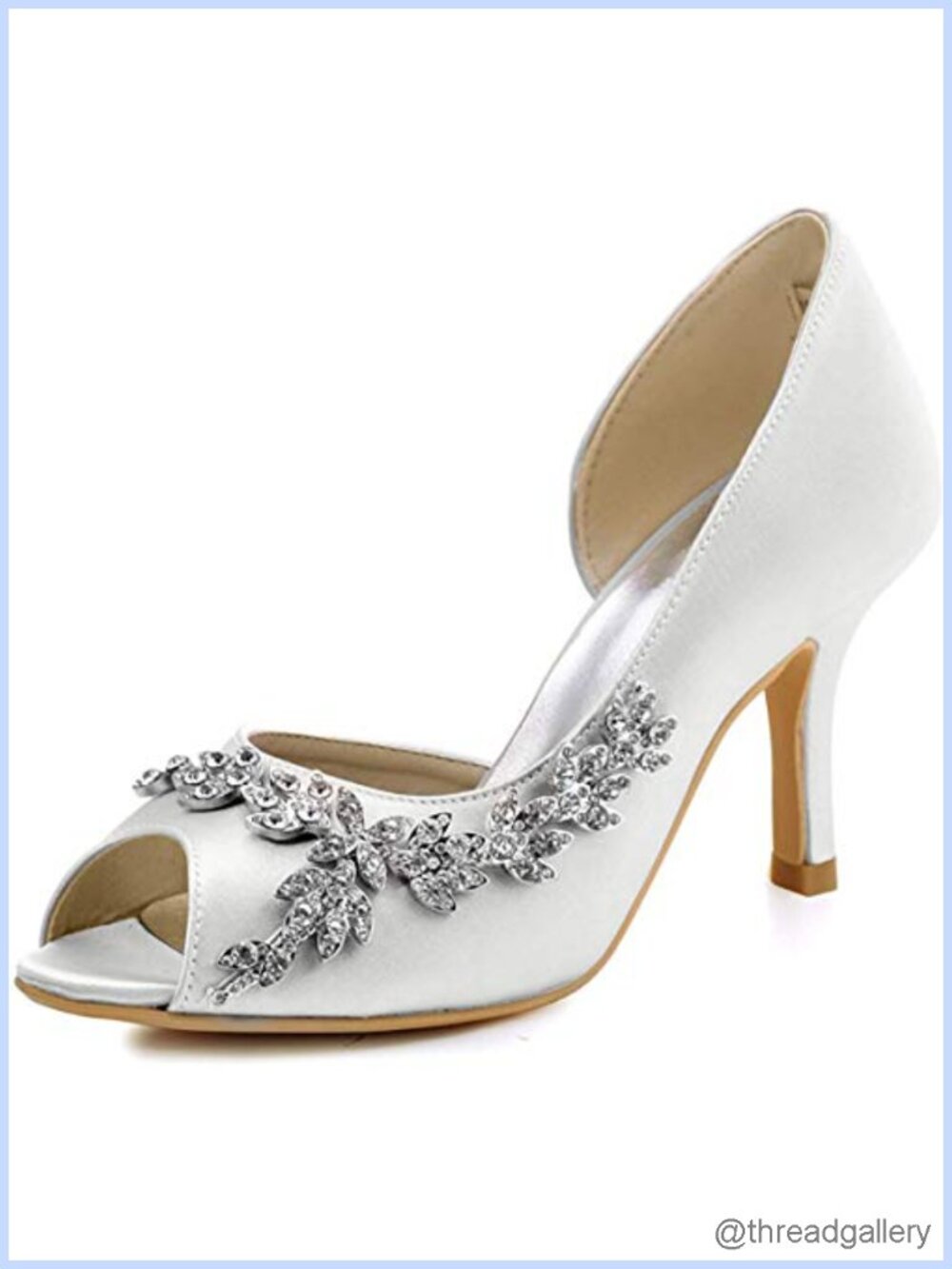 Peep Toe Satin Rhinestone D'Orsay High Heel Wedding Pumps